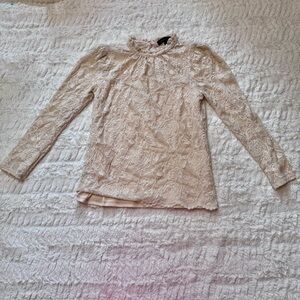 Gibsonlook Lace Blouse Small Ivory High Neck Romantic Top | Cottagecore